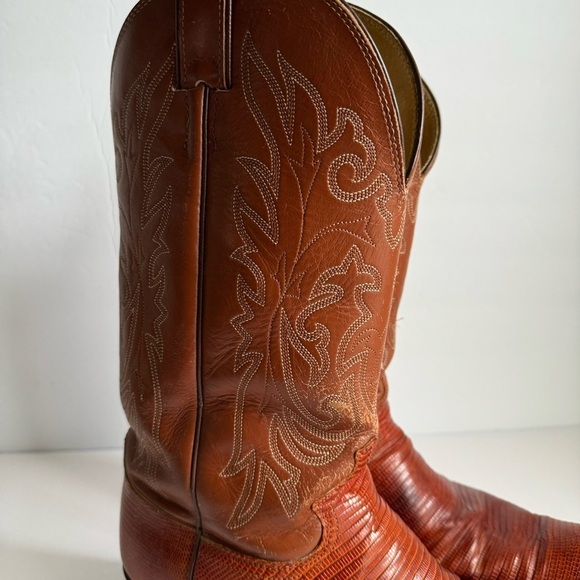 Justin Cowboy Boots Exotic Leather Lizard Iguana Skin Brown Style 4786 Mens 9.5 - Picture 3 of 15